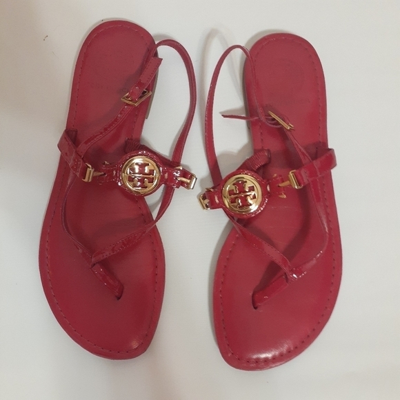 TORY burch women's ali equestrian thong sandals pink flats, size 7.5 - Picture 2 of 15